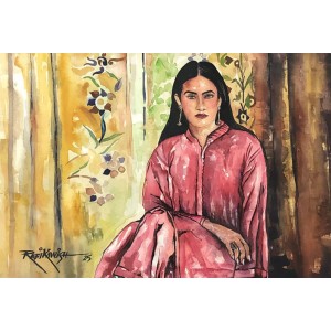 Rafi Kawish, 19 X 14, Watercolor, Beauty of Facial Features, AC-RKA-002